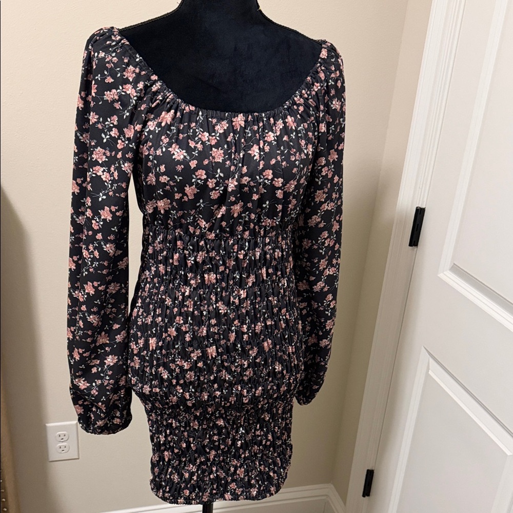 🪭🪭Sexy Ruffled Floral Navy Blue and Pink Women's Dress🪭🪭